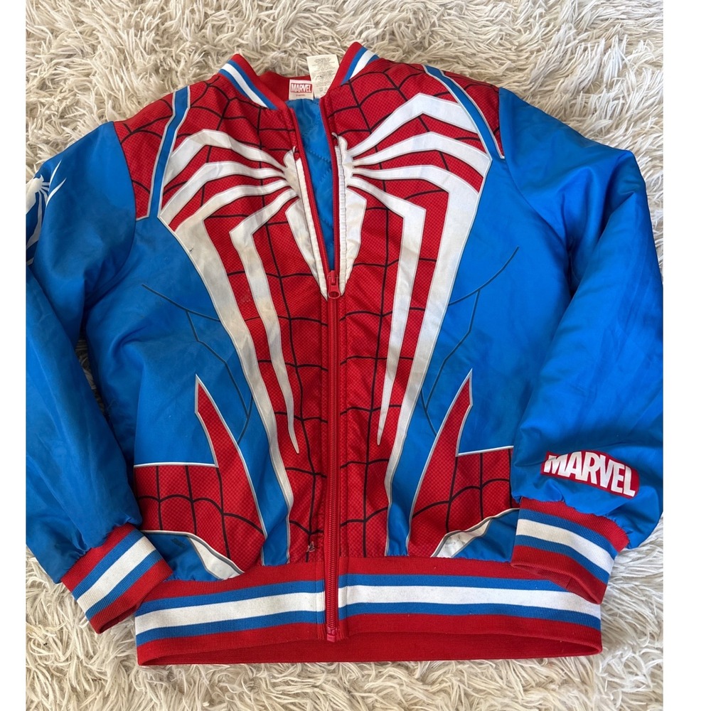 Vintage Marvel Spider-Man Kids Jacket Blue Red White Advanced Suit Size 10/12